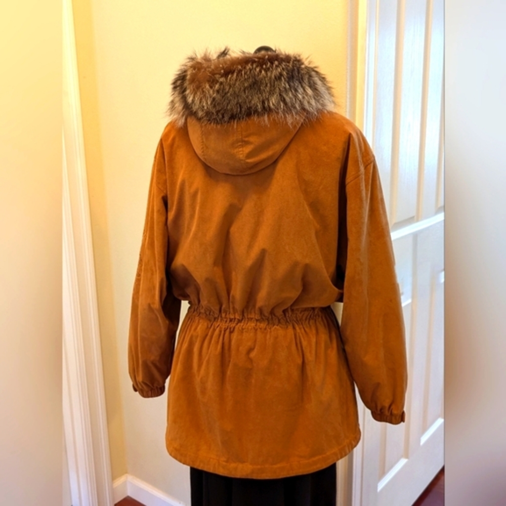 Bogner Hooded Ski Jacket Faux Suede - Picture 2 of 11